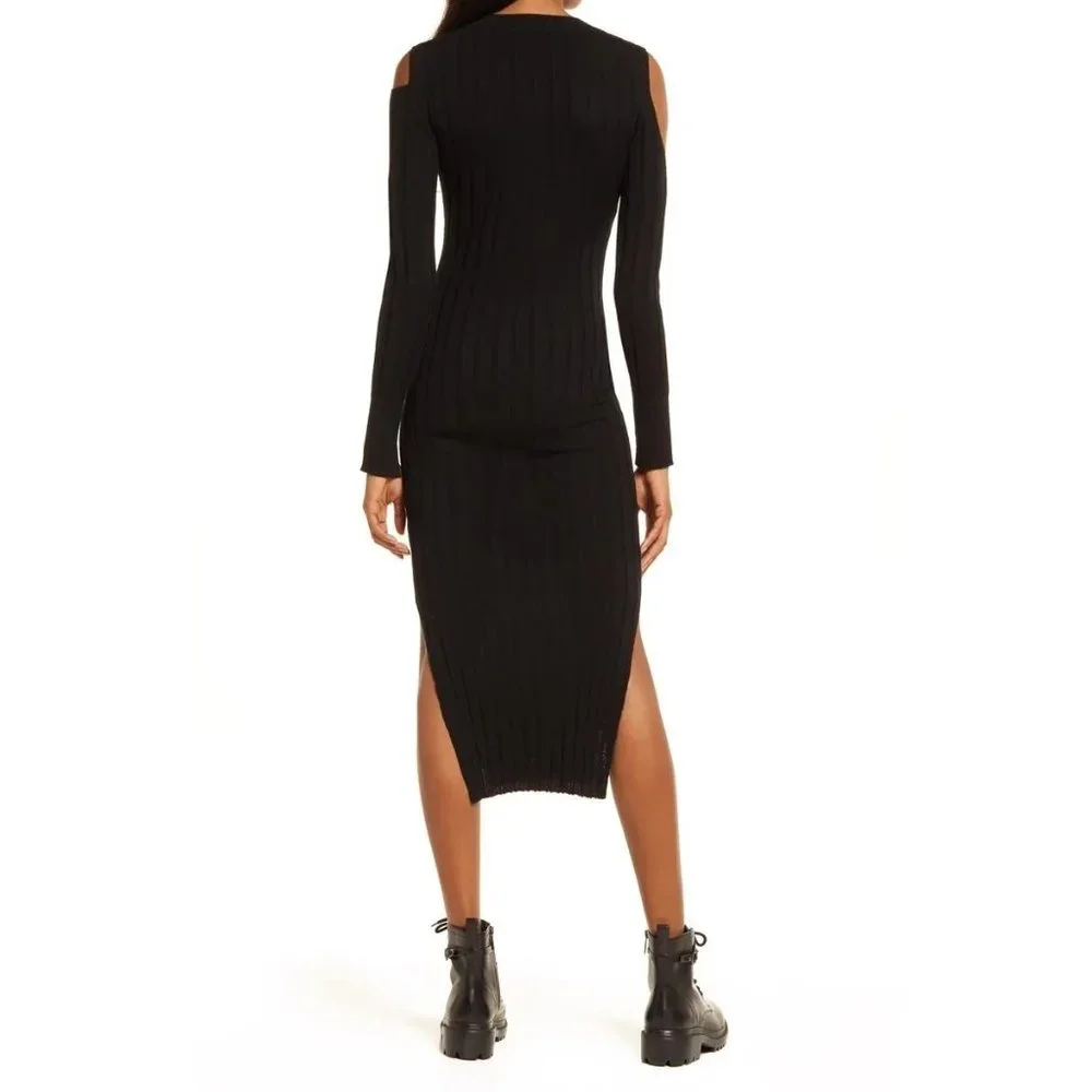 AllSaints Daina Cold Shoulder Merino Wool Sweater Dress - Picture 3 of 10